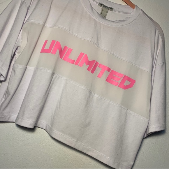 Forever 21 unlimited pink white mesh crop top - Picture 6 of 7